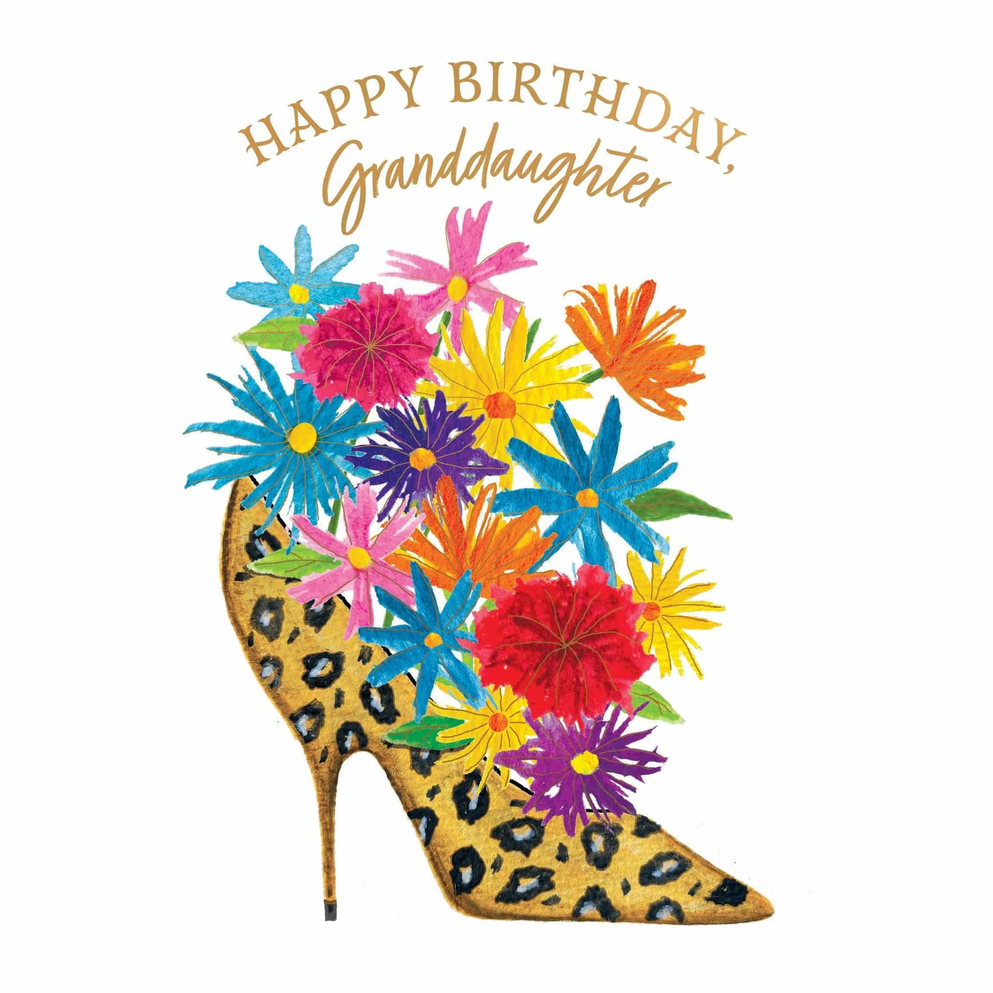 Pictura birthday card featuring a heel with flowers design, perfect for celebrating a granddaughter's special day.